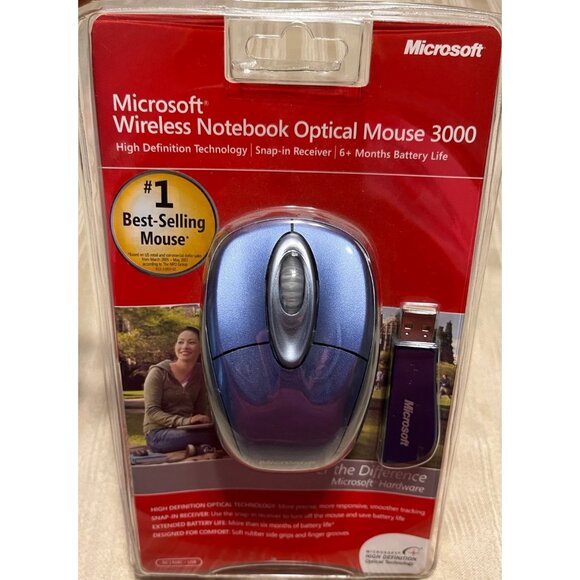 Microsoft Wireless Notebook Optical Mouse 3000 & Receiver (MSK-1056) NEW - Picture 1 of 5